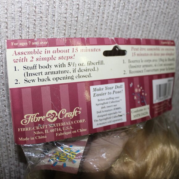 3/$88❤️Fibre-Craft 1996 vintage Doll Making Kit Springfield Collection "Sarah" - Picture 6 of 7